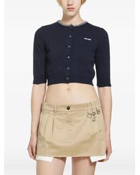 Miu Miu - Cotton Cropped Cardigan - Lyst
