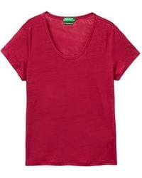 Benetton - Scoop-Neck Short-Sleeve T-Shirt - Lyst