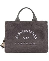 KARL LAGERFELD - Logo-Embroidered Faux-Fur Tote Bag - Lyst