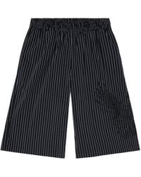DIESEL - Pinstriped Phoenix-Embroidered Shorts - Lyst