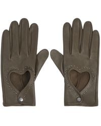 Bimba Y Lola - Khaki Leather Heart Gloves - Lyst