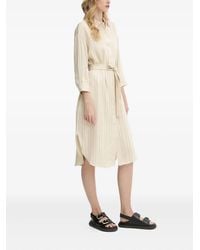 ARMANI EXCHANGE - Pinstripe Belted Shirt Midi Day Dress - Lyst