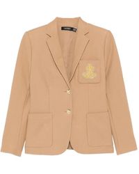 Ralph Lauren - Embroidery-Detail Chest-Pocket Blazer - Lyst