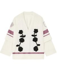 Ganni - Crochet-Flowers Jersey Top - Lyst