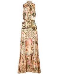 CAMILLA - Watercolour Wonderland Neck-Tie Elasticated-Waist Maxi Dress - Lyst