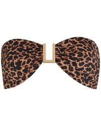 Away That Day - Leopard-Print Ruched-Detail Bikini Top - Lyst