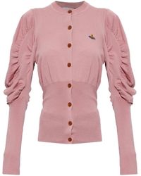 Vivienne Westwood - Orb-Embroidered Ruched-Sleeve Cardigan - Lyst