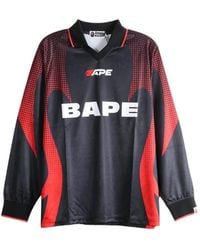 A Bathing Ape - Logo-Print Long-Sleeve Polo Shirt - Lyst