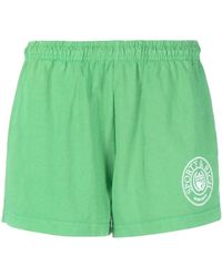 Sporty & Rich - Logo-Embroidered Cotton Track Shorts - Lyst