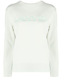 Lanvin - Embroidered-logo Cotton Sweatshirt - Lyst