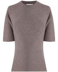 Brunello Cucinelli - Ribbed-Knit Lurex-Finish T-Shirt - Lyst