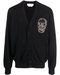 Alexander McQueen - Embellished Skull-patch Buttoned Cardigan - Lyst