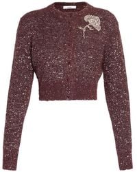 Erdem - Sequin-Embellished Crystal-Floral Cardigan - Lyst