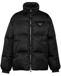 Prada - Re-Nylon Logo Plaque Recycled Nylon Down Jacket - Lyst