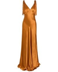 Reformation - Vestido largo con cuello en V - Lyst