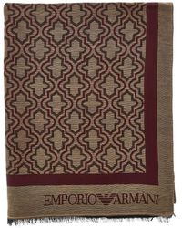 Emporio Armani - Geometric-Pattern Fringed Scarf - Lyst