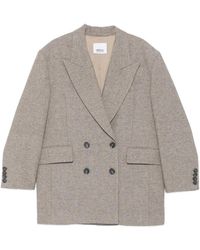 Erika Cavallini Semi Couture - Double-Breasted Herringbone-Pattern Coat - Lyst