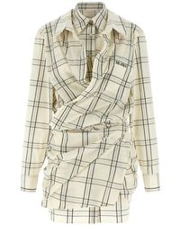 The Attico - Check-Pattern Embroidered Mini Dress - Lyst