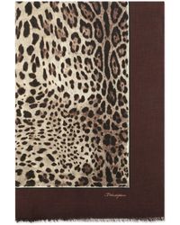 Dolce & Gabbana - Seidenschal mit Leoparden-Print - Lyst