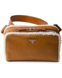 Prada - Shearling-Trim Shoulder Bag - Lyst