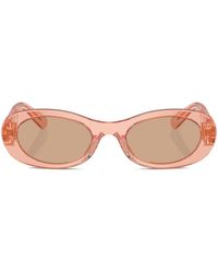 Miu Miu - Logo-Lettering Oval-Frame Sunglasses - Lyst
