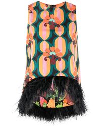 La DoubleJ - La Scala Feather-Trim Blouse - Lyst