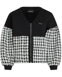 KARL LAGERFELD - Houndstooth Panel Zip-Up Sweatshirt - Lyst