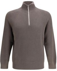 Brunello Cucinelli - Zip Ribbed Turtleneck - Lyst