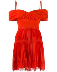 Self-Portrait Off-shoulder Jurk - Oranje