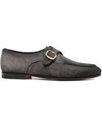 Santoni - Buckle-Fastening Suede Monk Shoes - Lyst