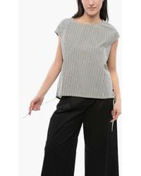Woolrich - Striped Drawstring-Hem Cotton Blouse - Lyst