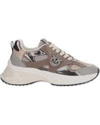Pinko - Metallic-Panel Lace-Up Sneakers - Lyst