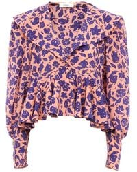 Chloé - Ruffled floral-print crepe blouse - Lyst