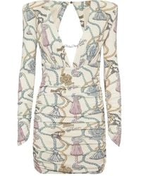 Philipp Plein - Langärmeliges Minikleid Mit Quasten-Print - Lyst