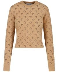 Marine Serre - Fluffy Moon Jacquard Knit Crew-Neck Sweater - Lyst