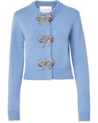 Carolina Herrera - Crystal-Bow Cardigan - Lyst
