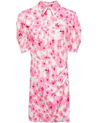 MSGM - Robe-chemise en coton à fleurs - Lyst