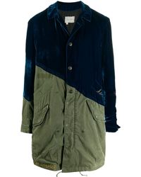 Greg Lauren Velvet Fishtail Parka Coat - Green