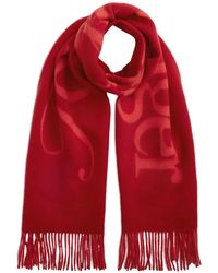 Tommy Hilfiger - Logo-Intarsia Fringed Wool Scarf - Lyst
