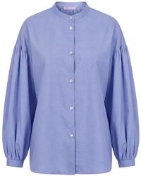 Kristina Ti - Puff-Sleeve Band-Collar Shirt - Lyst