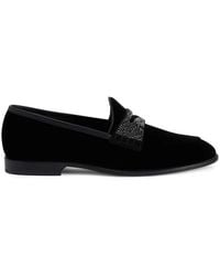 Giuseppe Zanotti - Ermy Rhinestone-Detail Velvet Loafers - Lyst