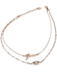 Guess - Double-Chain Rose Logo Necklace - Lyst