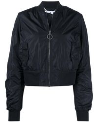 Off-White c/o Virgil Abloh Logo-print Cropped Bomber Jacket - Zwart