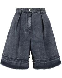 Hui Milano - Heather Frayed Pleated-Denim Shorts - Lyst