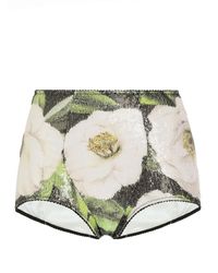 Dolce & Gabbana - Sequin-Embroidered Cady High-Waisted Panties With Gardenia - Lyst