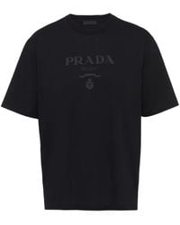 Prada - Raised-Logo Cotton T-Shirt - Lyst