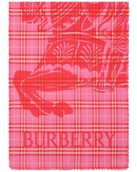 Burberry - Wide Knight Check Wool Silk Scarf - Lyst