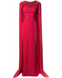 Marchesa notte Embroidered Cape-effect Gown
