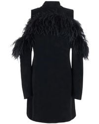 P.A.R.O.S.H. - Feather-Trim Cold-Shoulder Mini Dress - Lyst