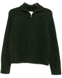 Allude - Gerippter Troyer Pullover Mit Kurzem Reißverschluss - Lyst
